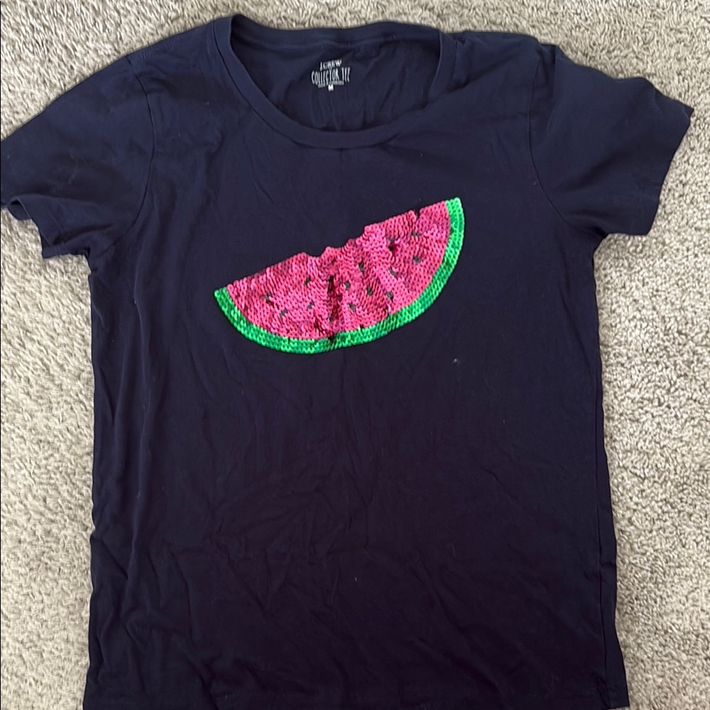 J. Crew Navy Tee with Watermelon Design